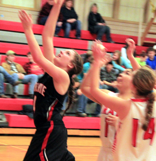 Shayla VonBargen worked her way free from a couple of C.V. defenders for this lay-up she was 5 for 6 from both the field and at the line for 15 points in the game.