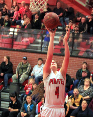 A rare uncontested shot against Lapwai as Shayla VonBargen scores on a lay-up.
