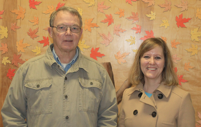 Jack Wimer and Shell Schumacher pose for the camera after their morning exercise class. Photo provided by Cheri Holthaus.