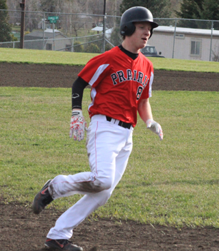 Devin Bruegeman rounds third against C.V. What started out as a steal of second wound up being a run when the catcher threw the ball into centerfield.