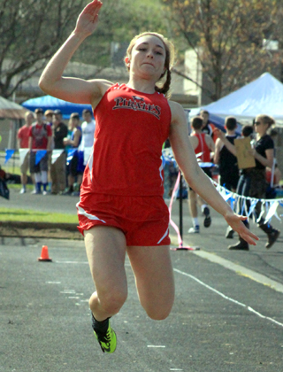 Krystin Uhlenkott soars to 30'8 in the triple jump to win the event at Lapwai last week.