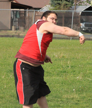 Andrew AJ Everson in the shot put.