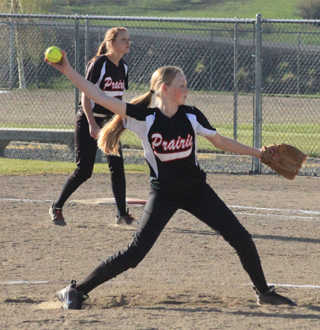 Leah Higgins pitched in relief in the Asotin game and put up a couple of zeros late as Prairie tried to rally.