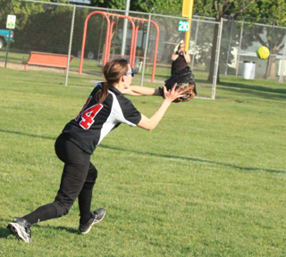Abbie Uhlenkott is about to make a catch in the first Potlatch game.