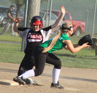 Faith Uhlenkott makes it safely into second in the first Potlatch game.
