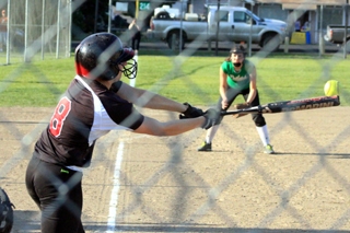 Hailey Danly connects against Potlatch for a double.