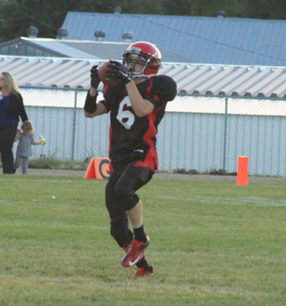 Luke Wemhoff was all by himself as he made this catch. By having to stop and turn around for the catch, he just barely made it to the goal line ahead of a defender.