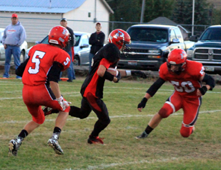 Luke Wemhoff managed to get between the two defenders for a touchdown early in the second quarter.