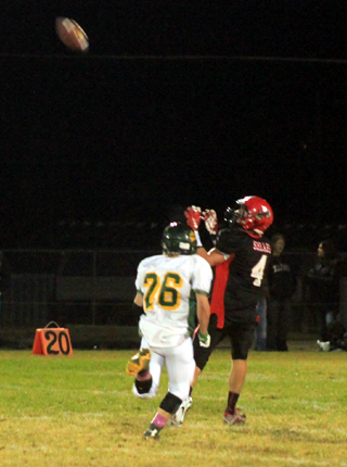 Isaiah Shears got behind the Potlatch defender and is about to catch this pass and take it to the end zone.