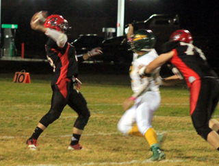 Terran Peery's first play of the season was a halfback pass that went to Jake Bruner for a touchdown.