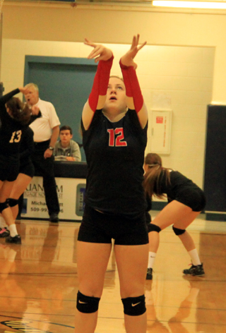 Angela Wemhoff got several chances to set when Hailey Danly had to dig a spike.