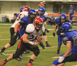 Calvin Hinkelman prepares to take on a Valley defender.