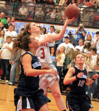 Angela Wemhoff goes for a lay-up against Grangeville.