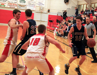 Patrick Chmelik screens off Tyler Kroghs defender, giving him a shorter opponent to work against.