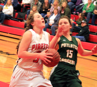 Angela Wemhoff goes for a transition lay-up against Potlatch.