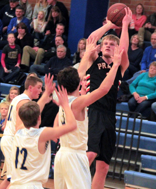 Jake Bruner puts up a perimeter jump shot at Genesee.