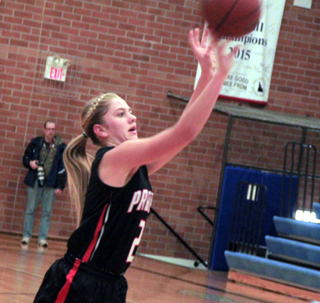Kylie Tidwell shots for one of her 5 made 3-pointers at Genesee. We believe that may be a school record.