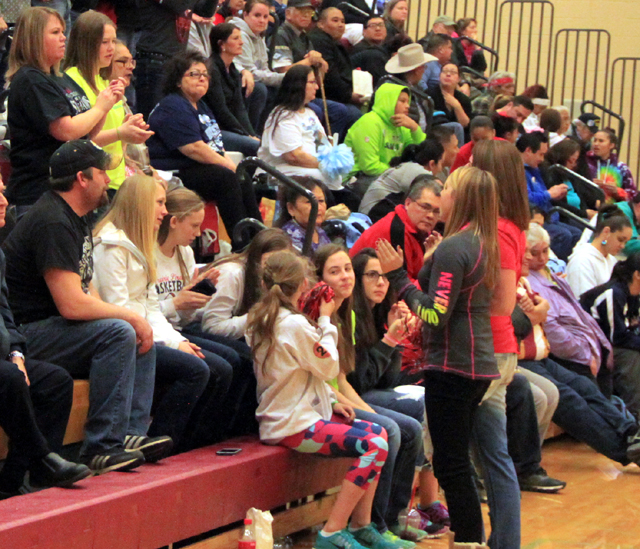Kodie Tidwell and Madison Ulmer acted as cheerleaders for the Prairie crowd.