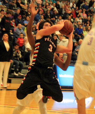 Terran Peery looks to shoot against Lapwai.