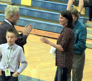Karla Krogh was awarded the Sportsmanship t-shirt prior to the Dietrich game. The team and coaches vote for this award.