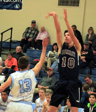 Tyler Krogh puts up a jump shot against Dietrich.