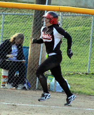 Hailey Danly trots home after a home run against Bonners Ferry. One of two she had in the game and 4 at the Orofino Tournament.