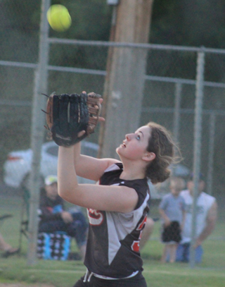 Faith Uhlenkott catches an infield popup in the second Potlatch game.