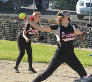 Hanna Ross tossed a no-hitter at Nezperce. Also shown is Sarah Seubert.