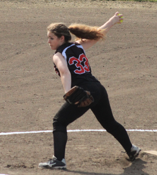 Faith Uhlenkott pitched and won both games at Culdesac last Friday
