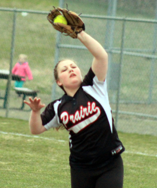 Jade Peery makes a catch at second base in the Culdesac game.