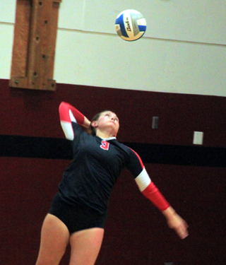 Sydney Bruner had her jump serve working, especially in the first game.