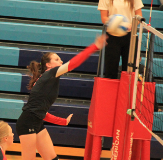 Madison Pecarovich spikes the ball at Lapwai.