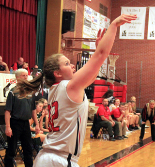 India Peery sinks a 3-pointer against Potlatch.