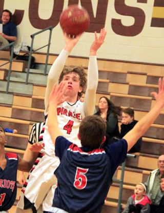 Nick Mager puts up a shot against Liberty Charter.