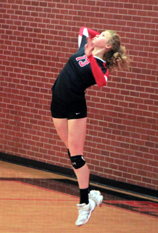 Theresa Wemhoff had her jump serve working in the match against Kamiah Monday.