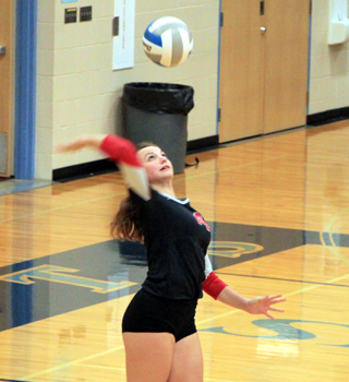 Kristyna Krogh serves at Lapwai.