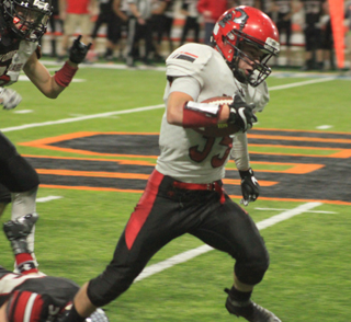 Michael Schwartz gained 47 yards on this run in the second half. Unfortunately a turnover ended the scoring threat .