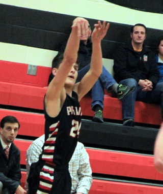 Devin Ross sinks one of his 3 first half 3-pointers at Troy.