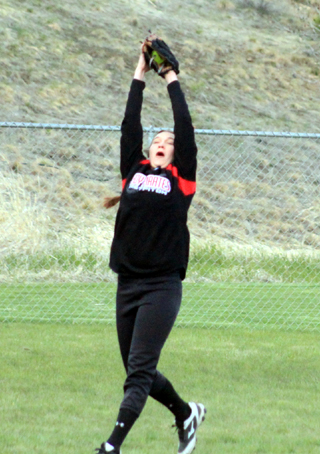 Josie Remacle almost overran the ball but made this catch anyway against Troy.