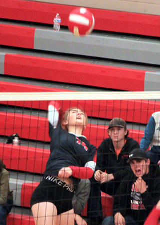 Halle Klapprich goes up for a spike at C.V.
