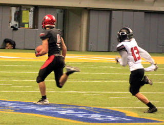 Derik Shears races to the end zone to complete a 62 yard touchdown pass that put Prairie ahead to stay.