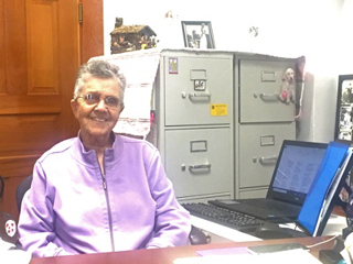 Sr. Barbara Jean Glodowski in her office at the Monastery of St. Gertrude.