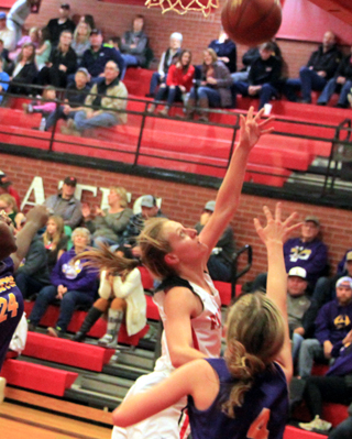 Ellea Uhlenkott puts up a shot against the Lewiston JV.