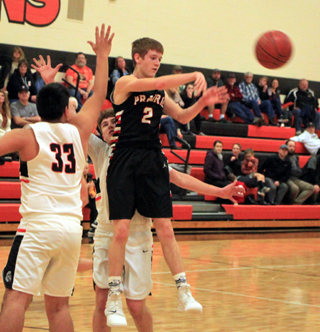 Cole Schlader makes a pass in the game at Troy where he scored 33 points in an overtime win.