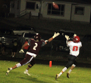 Wyatt Ross is about to make a catch for a touchdown at Kamiah.