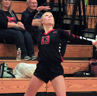 Holli Schumacher got a chance to serve at the Border Battle against Touchet. Here she serves for an ace.