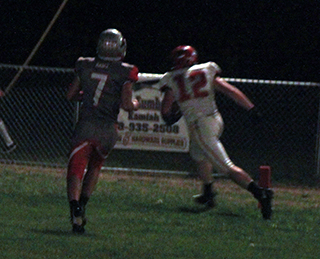 Shane Hanson crosses the goal line with Prairie’s first touchdown of the game.