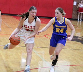 Kylie Schumacher with the ball against Nezperce.